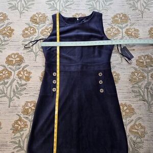Tommy Hilfiger Navy Sleeveless Midi Sheath Dress with Button Accents